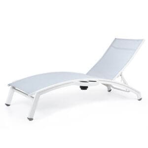 Pavilion Pinecrest Stacking Chaise Lounge w/ Attached Side Tray (arched seat)