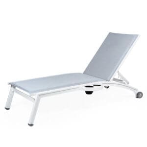 Pavilion Pinecrest Stacking Chaise Lounge W/ Wheels and Attached Side Tray (straight seat)