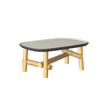 Unopiu Symi coffee table in teak and dove-finish ceramic Unopiu Symi coffee table in teak and dove-finish ceramic