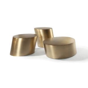Thayer Coggin Pisa Drum Tables in Brushed Bronze